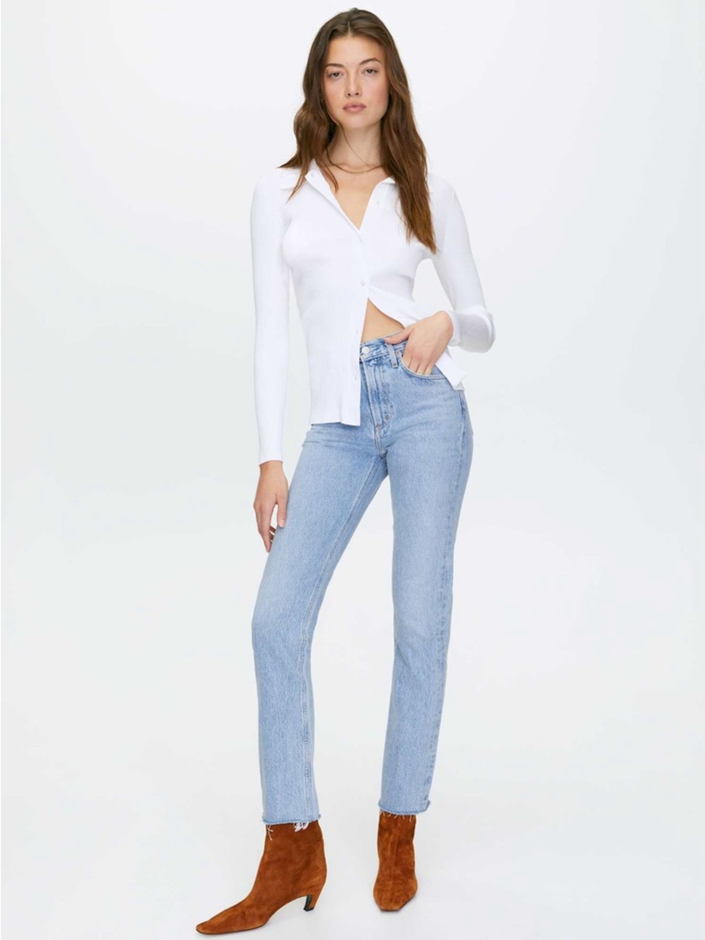 AGOLDE Cherie High Rise Straight Jeans Merit Sz 26 Light Wash Minimalist 90s